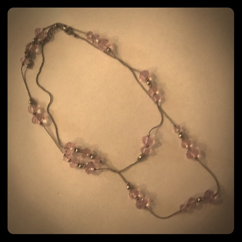 Pink and silver beaded necklace